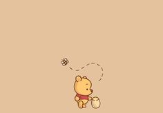 winnie the pooh wallpaper with a honeybee flying in the air next to it