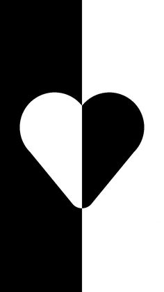 a black and white heart is on the left side of a square with an arrow at the center