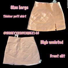 Size Large, High Waisted, Front Slit, Zips In The Back And Is True To Size. Skirt Is A Soft Pink Color Soft Pink Color, Soft Pink, Pink Color, The Back, Mini Skirt, Pink Ladies, Womens Skirt, Mini Skirts, High Waisted