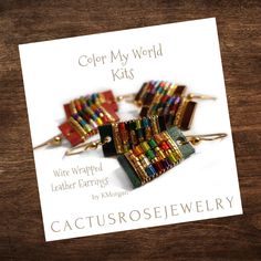 Multicolor Wrap Earrings As Gift, Color My World, Wire Earring, Earrings Patterns, Green Pictures, Leather Earring, Christmas Green, Beaded Earrings Patterns