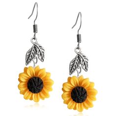 PRICES MAY VARY. ☀☀Sunflower Jewelry: Sunflower symbol of warm and positivity, it always facing to the sun, with so much warm and positive energy, that's what we all appreciate. This sunflower earrings can be as a reminder for you keep smile and full of positive energy. ☀☀Ladies' exquisite handmade accessories sunflower pendant earrings, made of hypoallergenic alloy, healthy and environmentally friendly. 3D sunflower pattern design. ☀☀Size: 1.85" x0.71" (47mm*18mm).Sunflower dangle drop earrings Sunflower Dangle Earrings For Summer, Sunflower Design Drop Earrings For Summer, Nickel-free Flower Drop Earrings For Summer, Summer Sunflower Dangle Earrings, Bohemian Summer Jewelry With Sunflower Design, Bohemian Sunflower Design Jewelry For Summer, Bohemian Sunflower Design Summer Jewelry, Summer Flower Charm Earrings, Nickel-free Flower Earrings For Summer