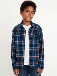 spread collar long sleeves buttoned cuffs button-flap patch pockets at chest all-over plaid relaxed fit hits below waist models are approx.  4’3” – 4’8” and wear size m (8)machine wash according to the care instruction label Shirt For Boys, Pajamas Gift, Family Maternity, Family Pajamas, Pocket Shirt, Gift For Kids, Perfect Shirt, Toddler Boys, Kids Boys