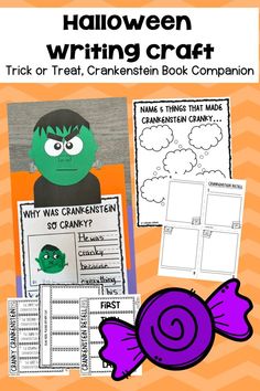 halloween writing craft with an image of a green monster