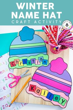 winter name hat craft activity for kids