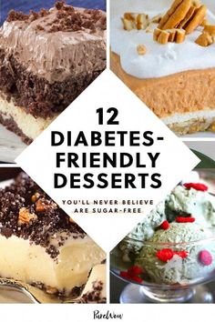 12 Diabetes-Friendly Desserts You'll Never Believe Are Sugar-Free #HealthyFoodFacts Sweets For Diabetics, Low Sugar Desserts, Sugar Free Sweets, Healthy Recipes For Diabetics, Sugar Free Low Carb, Dessert Cake