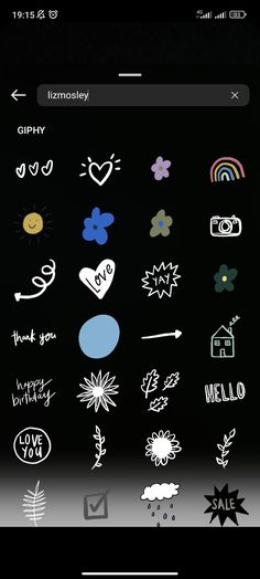 an iphone screen with various stickers on it