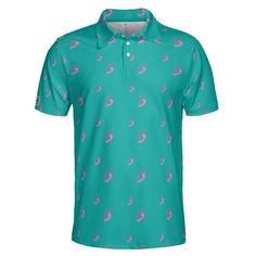 Lightweight, breathable bird-eye pique fabric with 3-5% spandex for a slight strech, this polo shirt is perfect to keep you cool, comfortable, and dry all day. They are the perfect gift for him or her. With a fun pattern, it is sure to be a conversation starter. Double-stitch hems for durability. Regular fit. Each design features a dynamic QR code with constantly updating dad jokes on the right sleeve. Never go a day without a timeless joke! Short Sleeve Polo Shirt For Summer Golf, Summer Short Sleeve Polo Shirt For Golf, Breathable Short Sleeve Polo Shirt For Golf, Moisture-wicking Polo Collar Golf T-shirt, Moisture-wicking Short Sleeve Polo Shirt For Golf, Moisture-wicking Short Sleeve Golf Polo Shirt, Green Polo Collar T-shirt For Golf, Sporty Short Sleeve Golf Polo Shirt, Moisture-wicking Cotton Polo Shirt For Golf