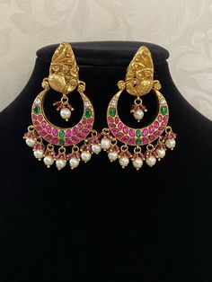 Jadau kundan chandbali earrings Festive Chandbalis With Cutdana For Reception, Festive Cutdana Chandbalis For Reception, Temple Style Chandbalis With Stone Work For Reception, Festive Chandbalis With Stone Work For Navratri, Festive Chandbalis With Meenakari For Reception, Festive Bollywood Chandbalis For Reception, Traditional Chandbalis For Receptions And Festivals, Bollywood Style Festive Chandbalis For Reception, Chandbalis With Stone Work For Navratri