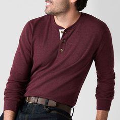 Add smart everyday styling essentials to your cold-weather wardrobe with this St. John's Bay men's henley neck top. Made from a heathered recycled cotton blend, this classic-fit pullover has a button placket closure and long cuffed sleeves. Wear it with jeans or pants. Closure Type: Button, Pullover HeadFit: Classic FitNeckline: Henley NeckSleeve Length: Long SleeveSleeve Style: Cuffed SleeveApparel Length: 29 InchesFiber Content: 60% Cotton, 40% Recycled PolyesterFabric Description: WaffleCare… Casual Winter Tops With Henley Neckline, Casual Henley Neckline Winter Top, Winter Cotton Tops With Henley Neckline, Winter Cotton Top With Henley Neckline, Casual Henley For Winter Layering, Casual Winter Henley For Layering, Styling Essentials, Mens Henley, Thermal Top