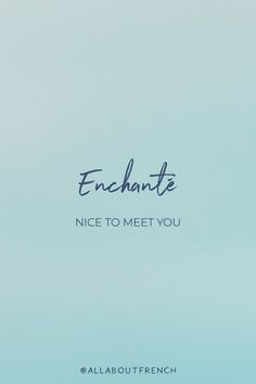 an airplane flying in the sky with words above it that read enchante nice to meet you