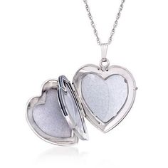 Ross-Simons - Plain - Sterling Silver Heart Locket Necklace. 18". This heart has room for the whole family! Decorated with gorgeous floral engraving in brushed and polished finishes, our sterling silver locket opens to reveal four photos of your choosing. Suspends from a rope chain. Springring clasp, sterling silver heart locket necklace. Floral Engraving, Silver Heart Locket, Initial Heart Necklace, Personalized Charm Necklace, Initial Necklace Silver, Silver Locket Necklace, Sterling Silver Locket, Silver Locket, Heart Locket Necklace