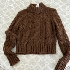 Brand New Tags Attached Brown Cableknit Sweater, American Eagle Sweater, Colorful Sweaters, American Eagle Outfitters, American Eagle, Sweaters For Women, Turtle Neck, Brand New, Tags