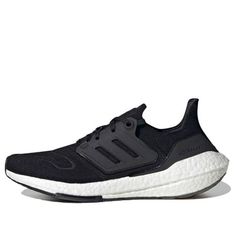 (WMNS) adidas UltraBoost 22 'Black White' GX5591 (SNKR/Low Top/Women's/Non-Slip/Wear-resistant) Adidas Black Running Shoes For Workout, Black Adidas Sneakers For Workout, Black Adidas Logo Running Shoes, Black Adidas Athleisure Running Shoes, Black Adidas Running Shoes Athleisure Style, Black Adidas Running Shoes With Logo, Black Sneakers For Light Sports With Sweat Resistance, Black Adidas Running Shoes Sportswear, Black Adidas Running Shoes Sportswear Style