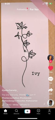 an image of a flower on a sheet of paper with the word ivy written in it