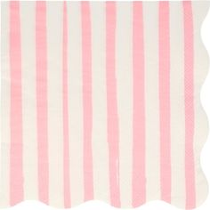 pink and white striped paper napkins with scalloped edges on a white background