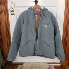 Carhartt Sierra Wildwood Jacket Women's Sherpa Lined Hoodie Washed Duck3 Warmest Rating Robin's Egg Seafoam Blue"Bay Green" Size Large ..Barely Worn. Perfect.. Product Details *..* 12-Ounce, 100% Cotton Washed Duck Loose Fit Sherpa Lining In Body Quilted-Nylon In Sleeves Attached Three-Piece Hood Bi-Swing Back For Ease Of Movement Chest Map Pocket Two Lower-Front Pockets Two Interior Pockets Drop-Tail For Added Coverage Triple Stitched Main S Sherpa Lined Hoodie, Seafoam Blue, Sherpa Lined Jacket, Womens Sherpa, Carhartt Jackets, Blue Bay, Carhartt Women, Lined Hoodie, Sherpa Lined