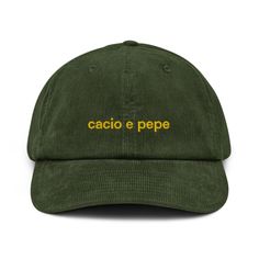 IYKYK! Cacio e Pepe! Yum. * 100% cotton corduroy * Soft, unstructured crown * Cotton twill sweatband and taping * Adjustable buckle * Blank product sourced from China Bone Bordado, Harry Styles Sweatshirt, Embroidered Corduroy, Bridal Cap, Feminist Jewelry, Corduroy Hat, Animal Sweatshirt, Symbolic Jewelry, Embroidered Caps