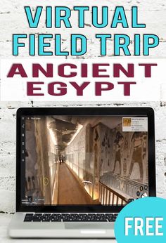 an open laptop computer with the text virtual field trip ancient egypt