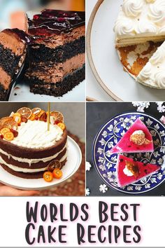 the world's best cake recipes are on display in this postcard collage