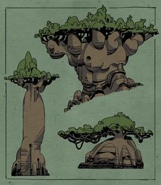 an image of some trees growing out of the top and bottom of a rock formation