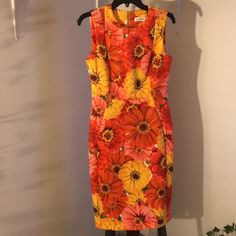 Calvin Klein Multi Color Sunflower Dress Size 6 Never Used New Without Tag. Yellow Knee-length Floral Dress, Yellow Sleeveless Sunflower Print Dress, Yellow Sleeveless Dress With Sunflower Print, Calvin Klein Sheath Summer Dress, Calvin Klein Summer Sheath Dress, Yellow Fitted Floral Sundress, Calvin Klein Sheath Dress For Summer, Fitted Yellow Floral Sundress, Yellow Floral Knee-length Dress For Spring