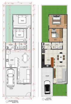 two story house plans with one car garage and the other floor plan for an apartment