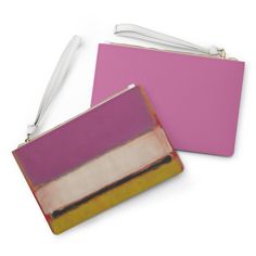 Introducing the perfect accessory for the modern fashionista - the Mark Rothko Abstract Vegan Saffiano Pattern Art Clutch. This unique clutch bag is designed with both style and convenience in mind, making it the ideal companion for those on the go. Crafted from 100% PU faux vegan leather, this clutch features a stunning Saffiano pattern finish, inspired by the iconic designs of Prada. The black lining adds a touch of sophistication to the overall look. Measuring at 9.5" x 6.6" (24 x 17 cm), thi Modern Pink Rectangular Clutch, Unique Clutch, Mark Rothko, Detail Art, Custom Art, Wrist Strap, Pattern Art, Fashion Games, Inside Pocket