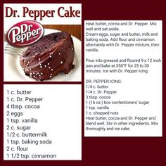 the recipe for a chocolate cake is shown