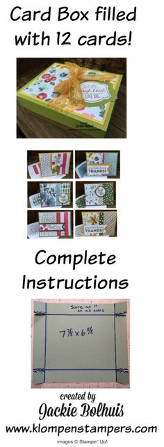 the complete instructions for card box filled with 12 cards