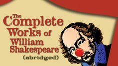 the complete works of william shakespeare abridged with an image of a clown's face