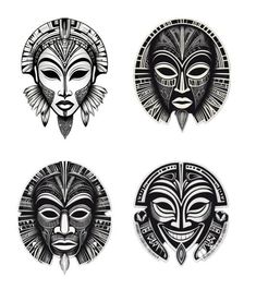 four different masks in black and white