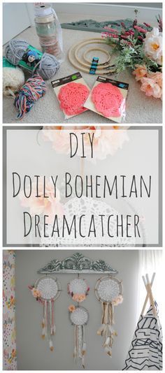 the diy doll bohemian dream catcher is made with crochet and yarn