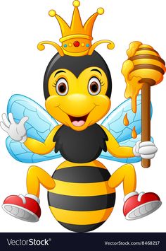 a bee with a crown holding a honey