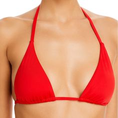 New With Tags Aqua Red Bikini Top - V Neck Red Halter Neck Swimwear Bra Friendly, Red Halter Neck Bra-friendly Swimwear, Red T-back Swimwear For Poolside, Swimsuit Cover Ups, Top Collection, Swim Top, Swimwear Tops, Women Swimsuits, Womens Swimwear