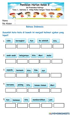 an english worksheet with the words and numbers for children to learn in this language