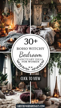 boho witch bedroom with candles and decorations