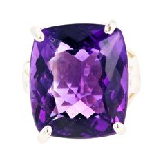 Gorgeous pinky flashing natural purple 19.55 carat Amethyst set in a Sterling Silver ring size 7 (sizable). The Amethyst is 19 mm x 15 mm and has no eye visible inclusions. Amethyst Set, Amethyst Ring Engagement, Amethyst And Diamond Ring, Amethyst Stone, Amethyst Ring, Sparkle Diamonds, Real Diamonds, Purple Amethyst, Gemstone Ring