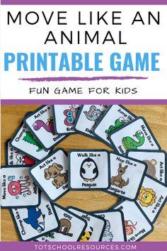 an animal printable game with the words move like an animal and four matching cards