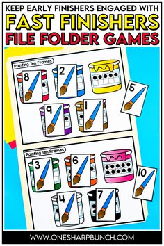 the first finishers file folder game is shown in this printable activity for kids