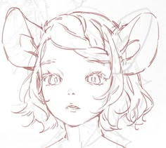 a drawing of a girl with big ears