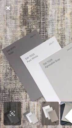 several different shades of gray and white paint