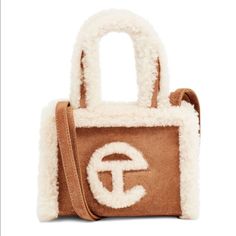 Ugg X Telfar Small Shopper - Brand New With Tags - Chestnut Suede And Cream Shearling Trim - Sold Out In Exclusive Drop - Perfect For Fall/Winter *Product Was Only Removed From Packaging For Picture Telfar Bags, Ugg Bag, Telfar Bag, Western Outfits Men, Suede Tote Bag, Suede Tote, Shopper Tote, Everyday Bag, Medium Bags