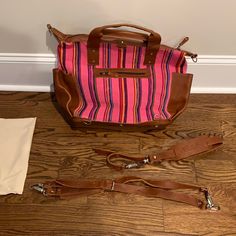 Brand New Nena & Co “Perfect Bag”. Bold Bright Fabric With Full Grain Leather Pockets, Handles & Removable Shoulder & Cross Body Straps. Measures 14” X 17” X 6”. Handle Drop 8”. Shoulder Strap 17-26”. Cross Body Strap 36-46”. 100% Cotton Interior. Comes With Genuine Nena & Co Storage Bag. Pink Satchel Weekender Bag For Travel, Leather Handle Satchel Diaper Bag For Travel, Leather Handles Satchel Diaper Bag For Travel, Travel Diaper Bag With Leather Handles, Pink Duffle Bag Satchel For Travel, Travel Diaper Bag With Detachable Handle In Tote Shape, Travel Diaper Bag With Detachable Handle Tote, Travel Diaper Bag With Detachable Handle, Pink Satchel Travel Bag For On-the-go