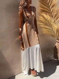 Ethnic Print Patchwork A-line Maxi Dress Ikat Kepala, A Line Maxi Dress, Beach Vacations, Ethnic Print, Ethnic Patterns, Linnet, Boho Look, Free Spirited, Short Coat