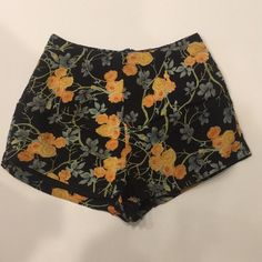 Nwot Urban Outfitters Shorts. High Waisted Zipper Up The Back, 100% Rayon, Dry Clean Only Black Floral Print Shorts For Summer, Black Floral Print Shorts, Fitted Shorts From Urban Outfitters, Urban Outfitters High Waist Fitted Shorts, Urban Outfitters High-waist Summer Shorts, Urban Outfitters High-waisted Fitted Shorts, Urban Outfitters Fitted Short Bottoms, Urban Outfitters High-waisted Shorts, Urban Outfitters High Waist Shorts