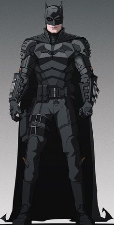 batman standing in front of a gray background