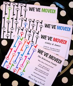 we've moved cards on a plate with polka dot paper and black and white dots