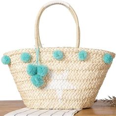 Material: Made Of High Quality Straw, Handmade Classic And Environmental. Easy To Take, It Is Suitable For Shopping, Traveling, Beach, And Daily Use. Suitable For Summer, So You Always Feel Cool. Summer Beach Style, Easy To Match, You Will Love This Straw Tote Bag! Fit For All Style Of Clothes. An Unforgettable Gift For Women: This Is A Unique Gift Handcrafted By Artisans. Whether You Keeping It To Yourself Or Gifting Someone You Care, It Will Be Memorable And Unforgettable. 11" L X 20" W Light Blue Shoulder Bag For Beach, Light Blue Tote Shoulder Bag For Beach, Light Blue Summer Bag For Vacation, Beige Tote Bag For Summer Outings, Casual Light Blue Shoulder Bag For Beach, Casual Light Blue Shoulder Bag For The Beach, Summer Large Capacity Light Blue Bag, Light Blue Shoulder Bag For Beach In Summer, Summer Travel Light Blue Shoulder Bag