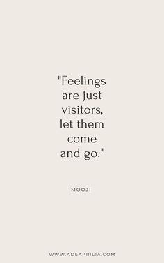 a quote from mooii saying feelings are just visitors, let them come and go