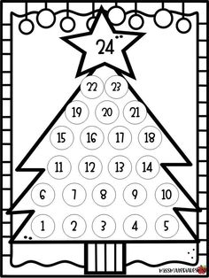 a christmas tree with numbers on it